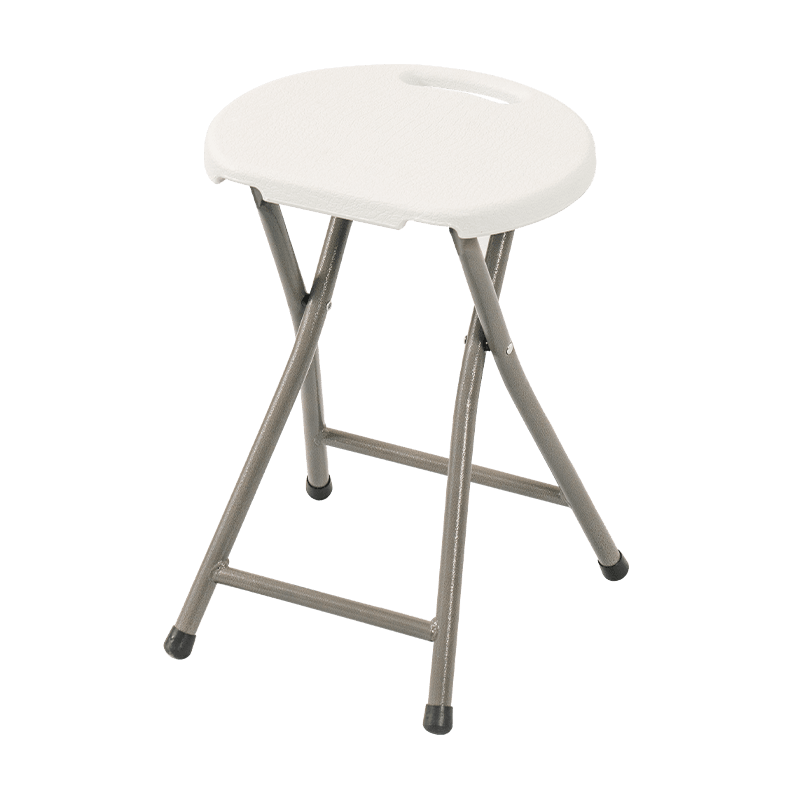 Taburete alto de plegamiento circular blanco